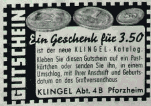 Klingelkatalog 1956 kostete 3.50 dm